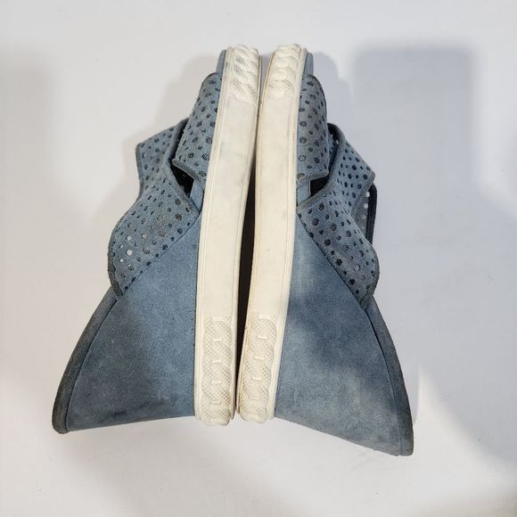 Casadei wedge slip on suede sandals  blue white size 8 - Picture 10 of 11